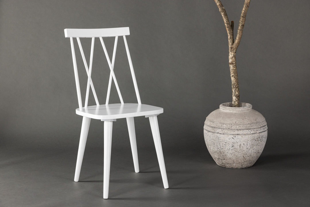 Venture Home Mariette Dining Chair 2-pack - White / White Solid Rubber Wood