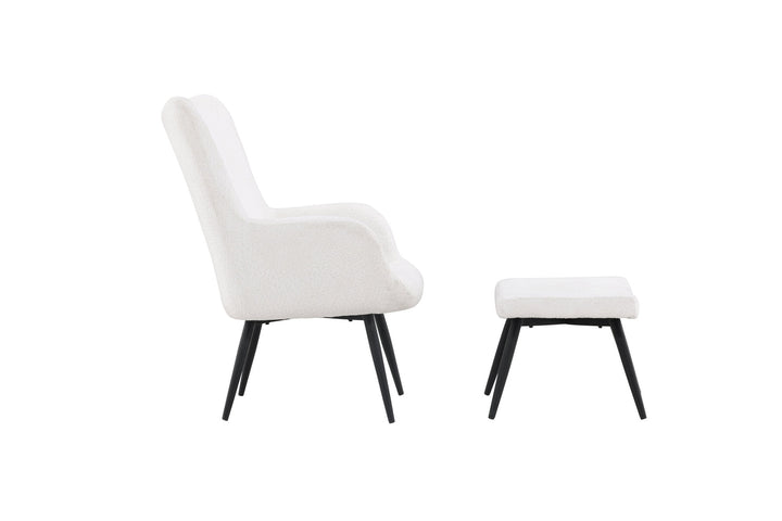 Venture Home Como Single Sofa w Ottoman - Black / White Boucle