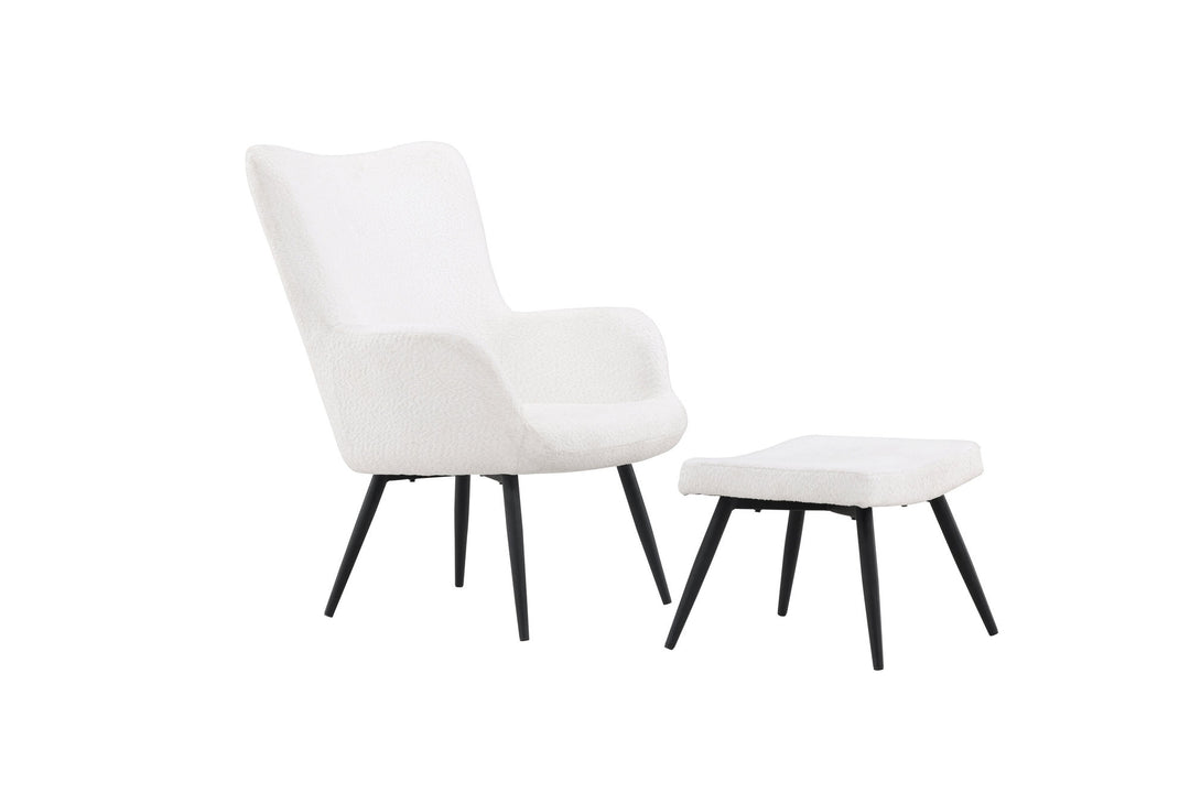 Venture Home Como Single Sofa w Ottoman - Black / White Boucle