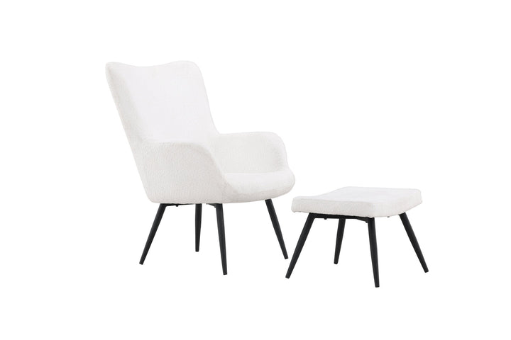 Venture Home Como Single Sofa w Ottoman - Black / White Boucle