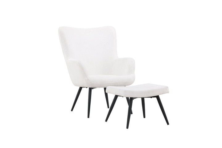 Venture Home Como Single Sofa w Ottoman - Black / White Boucle