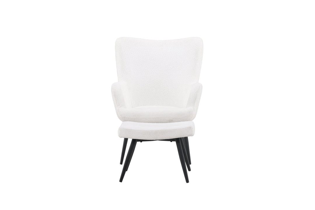 Venture Home Como Single Sofa w Ottoman - Black / White Boucle