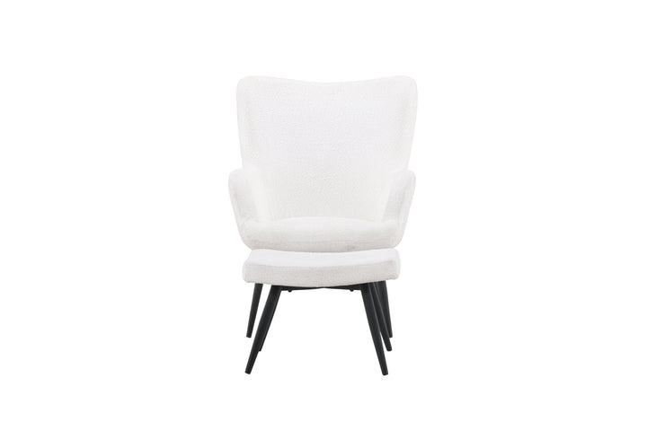 Venture Home Como Single Sofa w Ottoman - Black / White Boucle