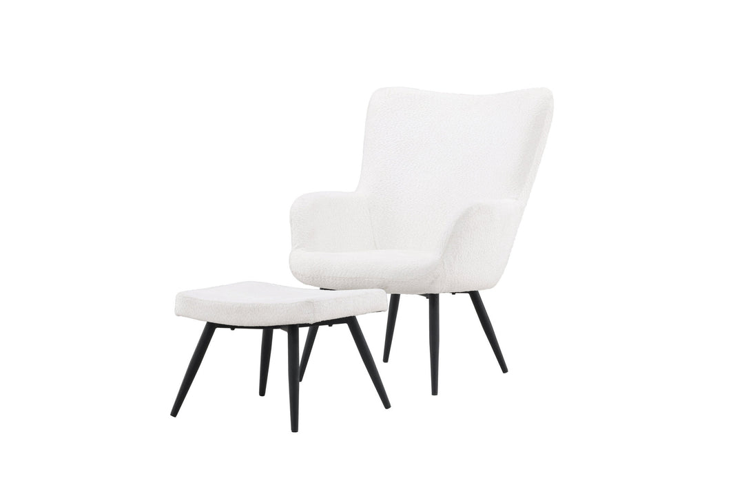 Venture Home Como Single Sofa w Ottoman - Black / White Boucle