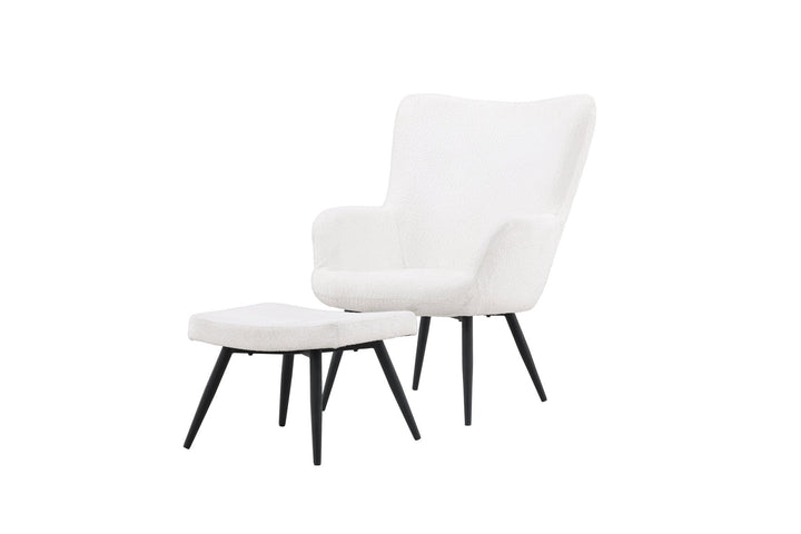 Venture Home Como Single Sofa w Ottoman - Black / White Boucle