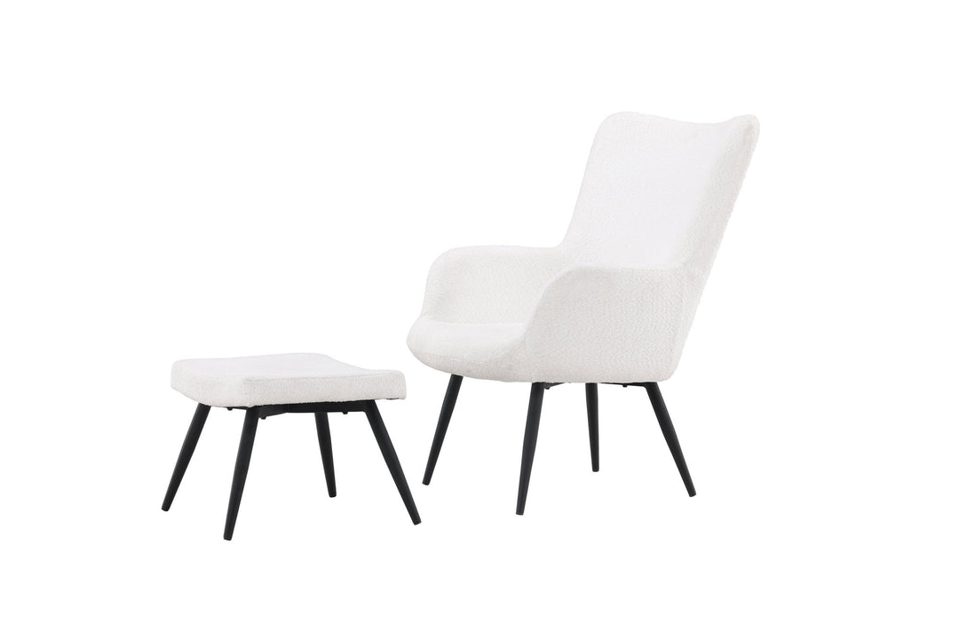 Venture Home Como Single Sofa w Ottoman - Black / White Boucle