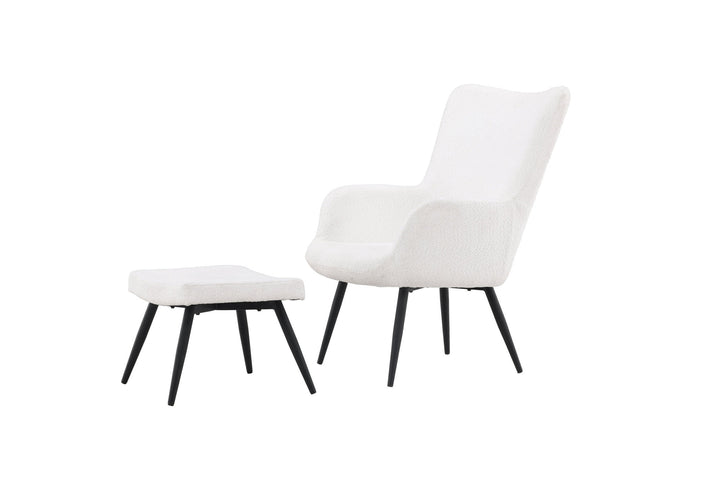 Venture Home Como Single Sofa w Ottoman - Black / White Boucle