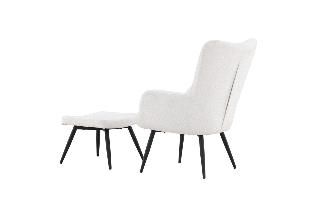 Venture Home Como Single Sofa w Ottoman - Black / White Boucle