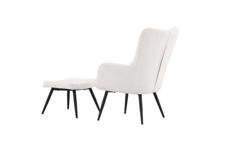 Venture Home Como Single Sofa w Ottoman - Black / White Boucle