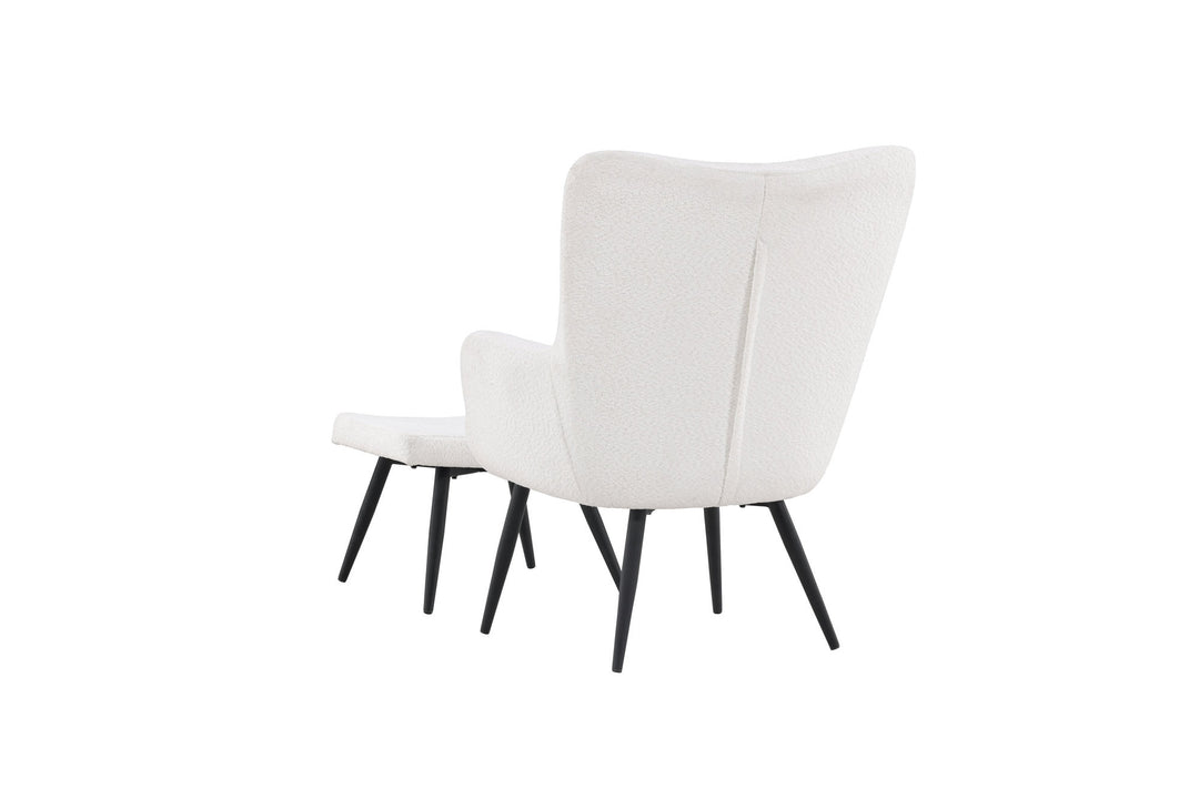 Venture Home Como Single Sofa w Ottoman - Black / White Boucle
