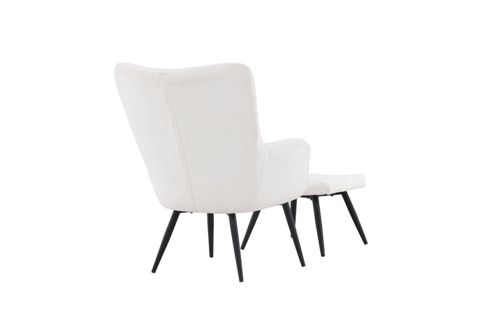 Venture Home Como Single Sofa w Ottoman - Black / White Boucle
