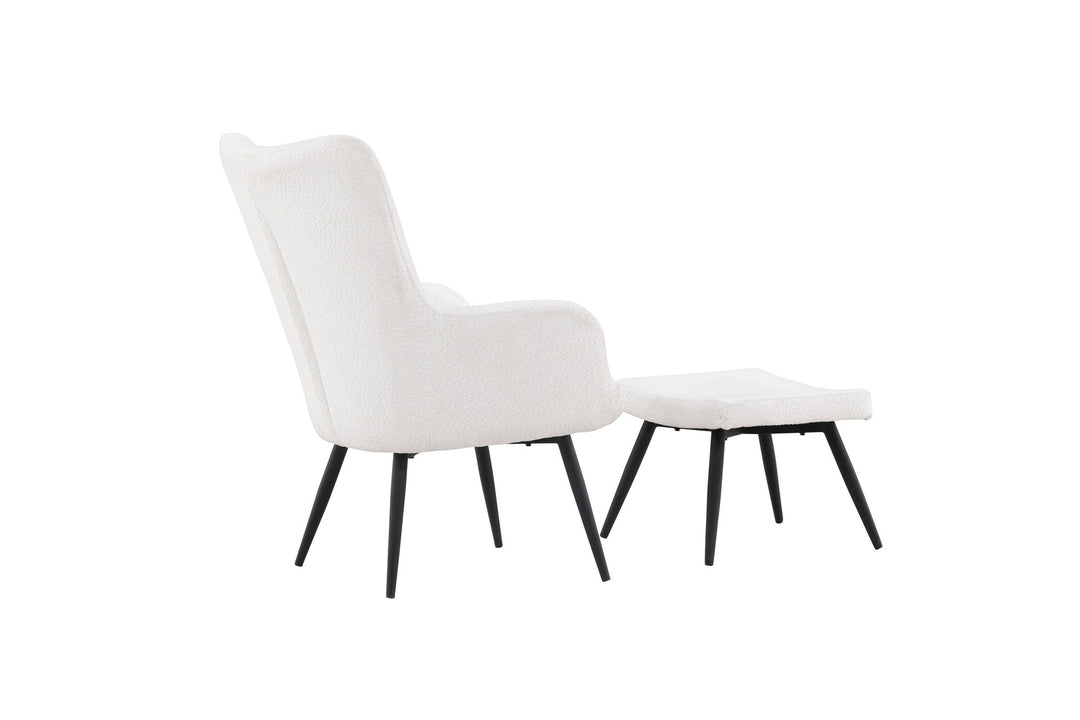 Venture Home Como Single Sofa w Ottoman - Black / White Boucle