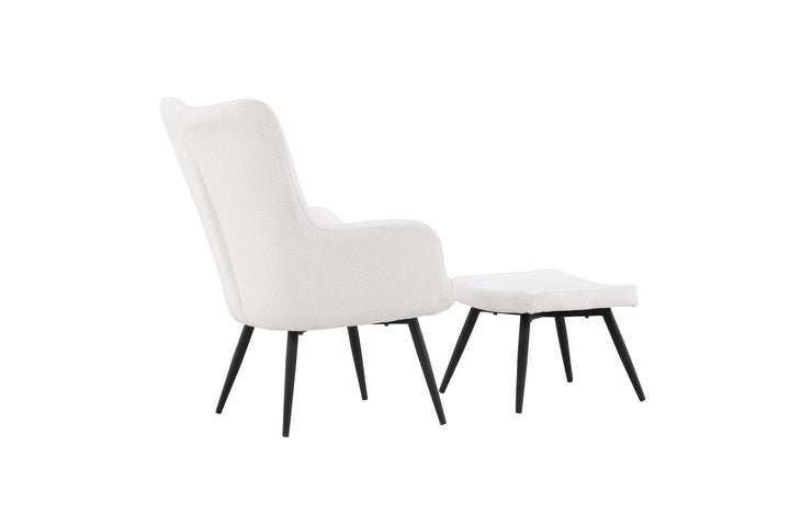 Venture Home Como Single Sofa w Ottoman - Black / White Boucle