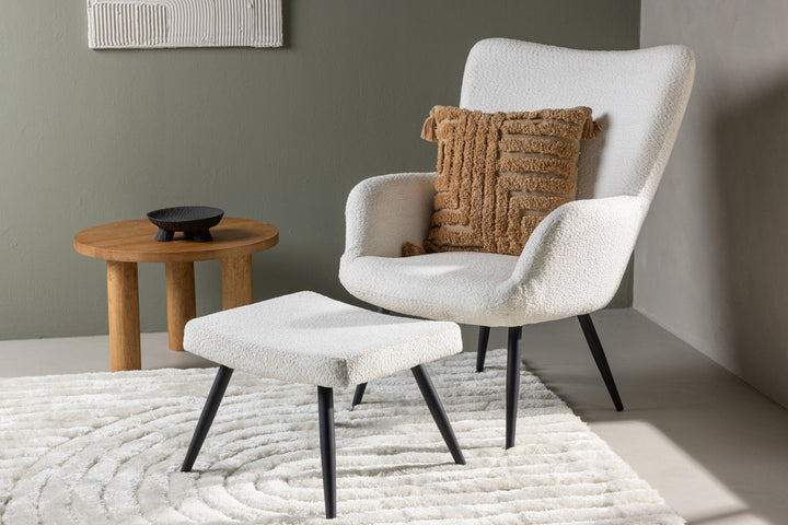 Venture Home Como Single Sofa w Ottoman - Black / White Boucle