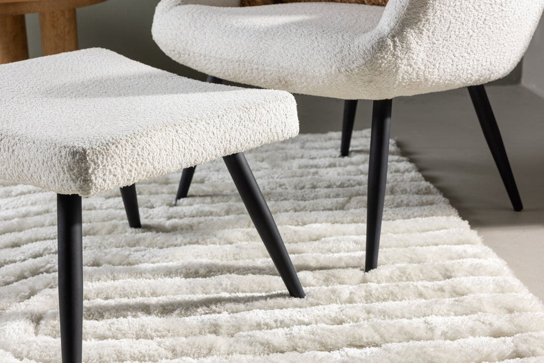 Venture Home Como Single Sofa w Ottoman - Black / White Boucle