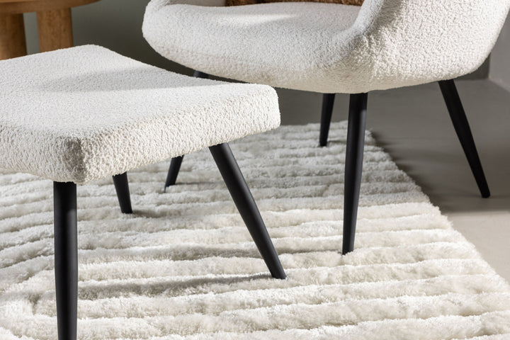Venture Home Como Single Sofa w Ottoman - Black / White Boucle