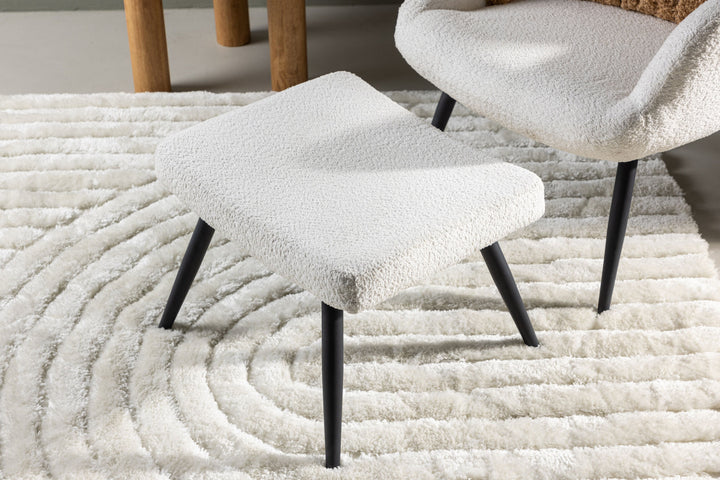 Venture Home Como Single Sofa w Ottoman - Black / White Boucle