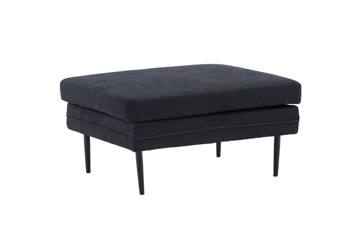 Venture Home Boom Ottoman - Black / Black Fabric / linen