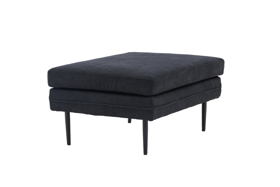 Venture Home Boom Ottoman - Black / Black Fabric / linen