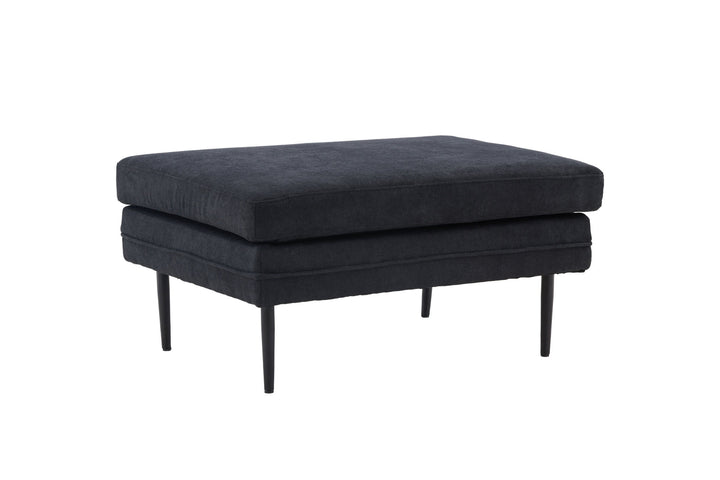 Venture Home Boom Ottoman - Black / Black Fabric / linen