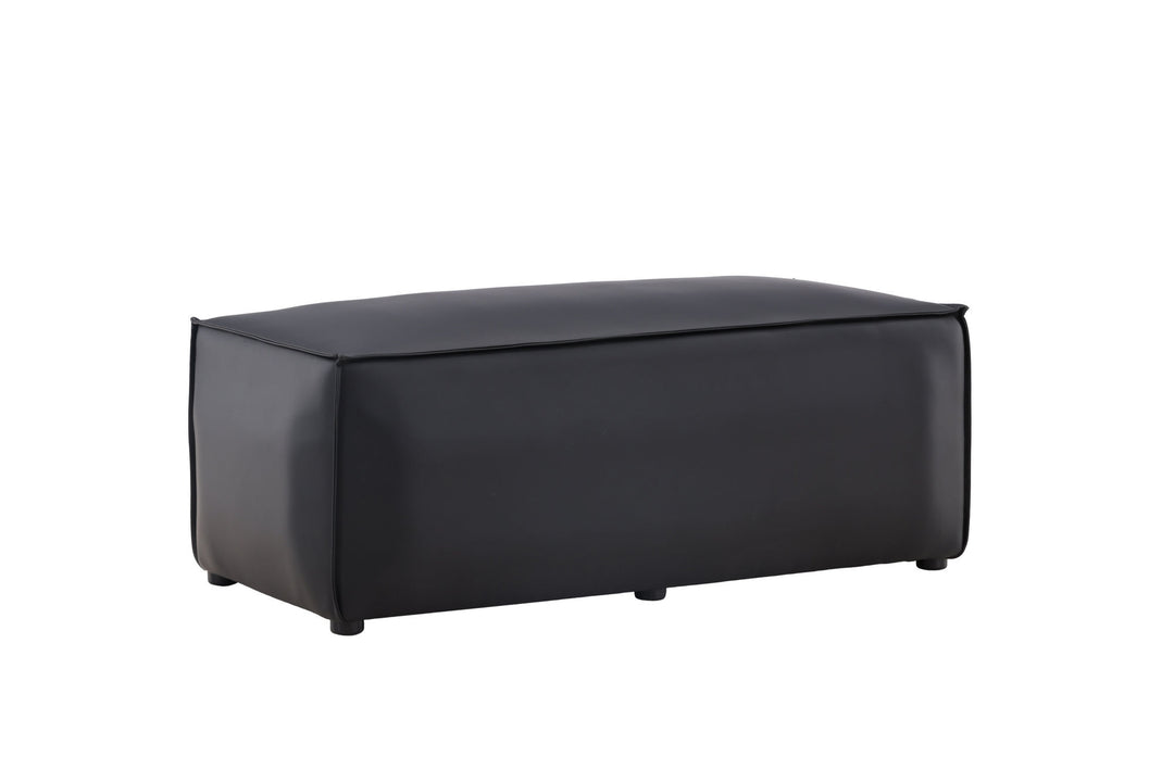 Venture Home Palermo Pouf - Matte black / Black PU