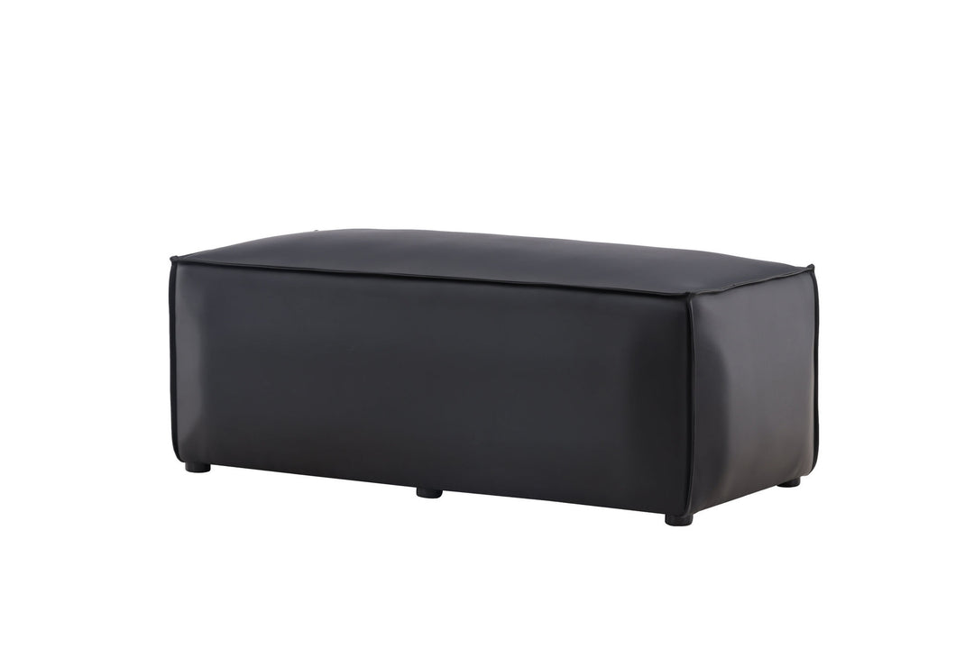 Venture Home Palermo Pouf - Matte black / Black PU