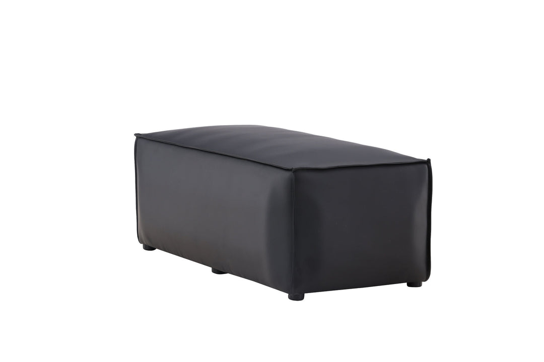Venture Home Palermo Pouf - Matte black / Black PU