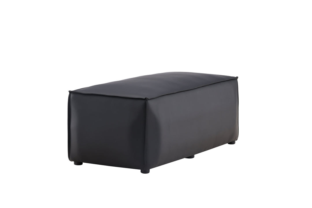 Venture Home Palermo Pouf - Matte black / Black PU