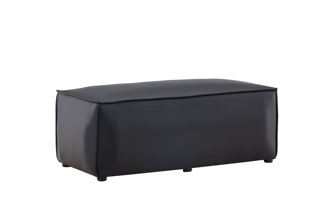 Venture Home Palermo Pouf - Matte black / Black PU