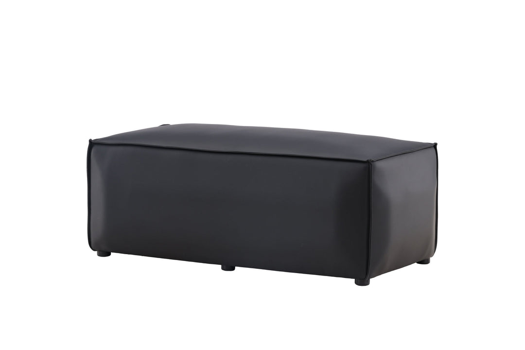 Venture Home Palermo Pouf - Matte black / Black PU