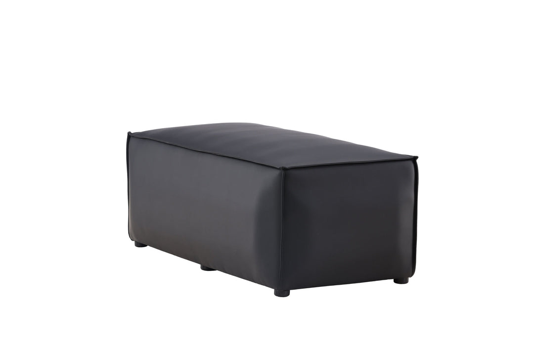Venture Home Palermo Pouf - Matte black / Black PU