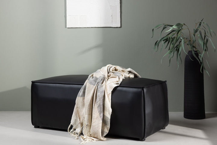 Venture Home Palermo Pouf - Matte black / Black PU