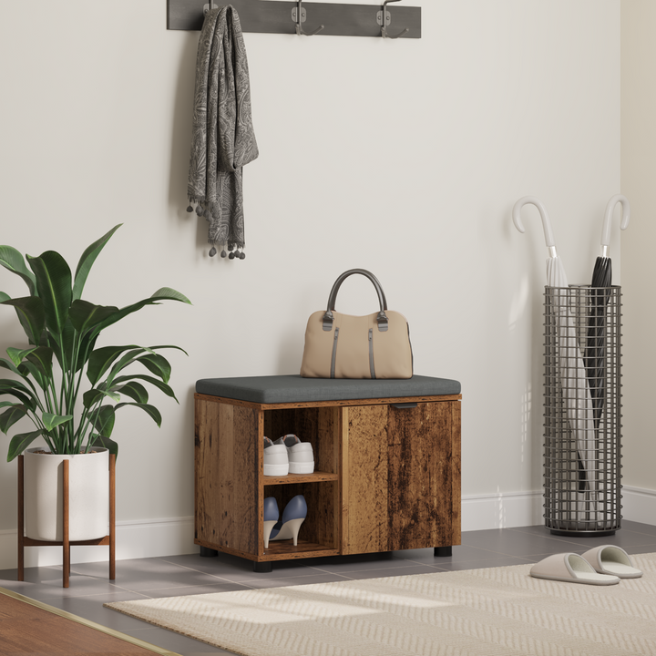 Hallbænk Gammelt træ 60 x 38 x 46 cm Kunstigt træ og stof