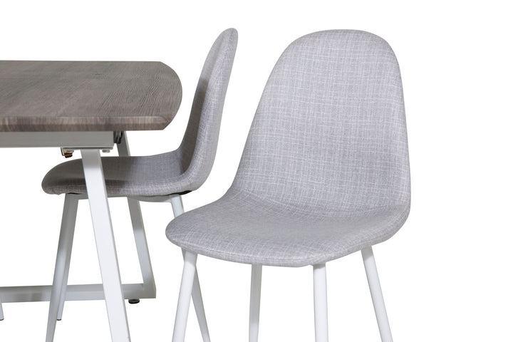 Venture Home Inca Extentiontable - grey "oak" / white Legs+Polar Dining Chair - White Legs - Light Grey Fabric_4