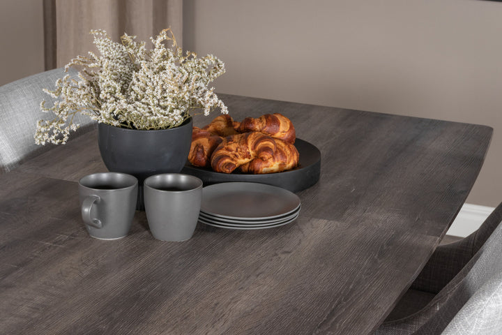 Venture Home Inca Extentiontable - grey "oak" / white Legs+Plaza Dining chair - White legs - Light Grey Fabric_4