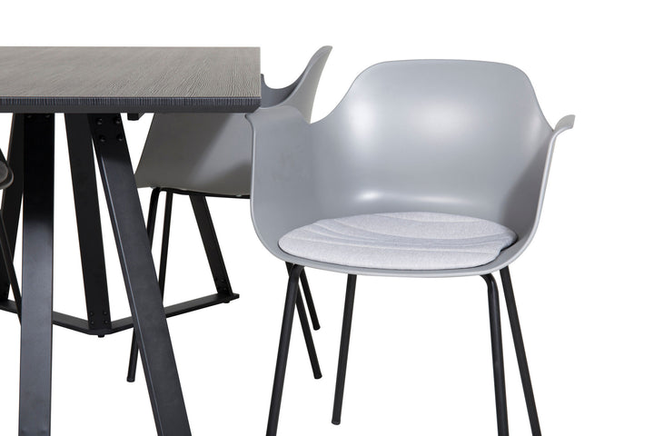 Venture Home Marina Dining Table - Black top / Black Legs +Comfort Plastic Dining Chair - Black Legs - Grey Plastic_4