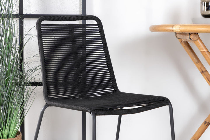 Venture Home Cane Café table ø80cm - Bamboo+Lindos Stacking Chair - Black Alu / Black Rope_2