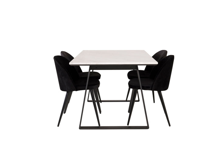 Venture Home Estelle Dining Table 140*90 - White Marble / Black Legs - Velvet Dining Chair - Black / Black 4