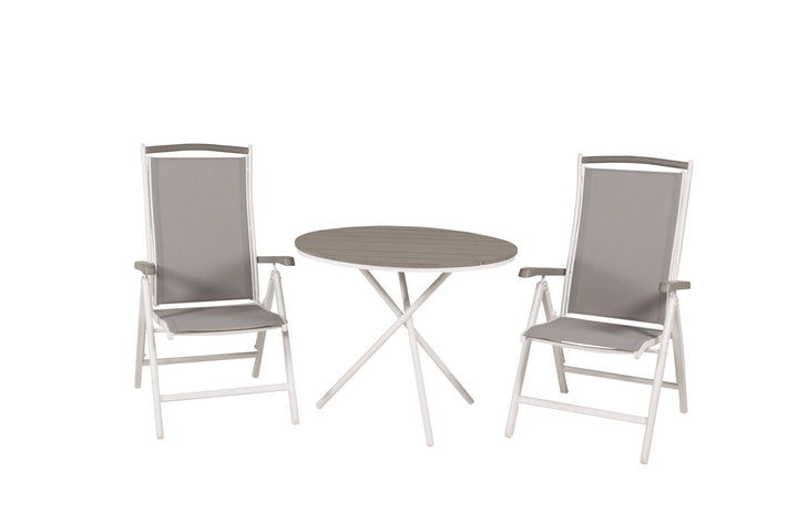 Venture Home Parma cafébord ø90 - White Alu / Grey Aintwood+Albany Chair 5:pos - White Alu / Grey Textilene / Aintwood_2
