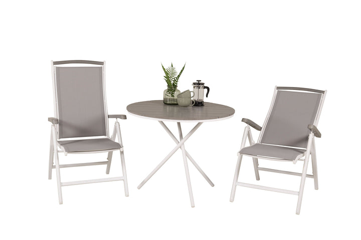 Venture Home Parma cafébord ø90 - White Alu / Grey Aintwood+Albany Chair 5:pos - White Alu / Grey Textilene / Aintwood_2