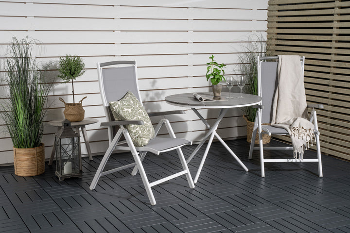 Venture Home Parma cafébord ø90 - White Alu / Grey Aintwood+Albany Chair 5:pos - White Alu / Grey Textilene / Aintwood_2