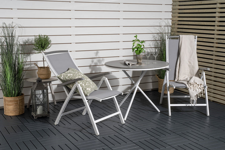 Venture Home Parma cafébord ø90 - White Alu / Grey Aintwood+Albany Chair 5:pos - White Alu / Grey Textilene / Aintwood_2