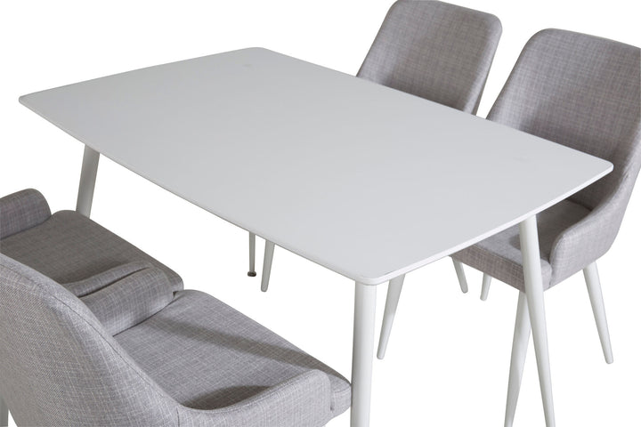 Venture Home Polar Dining table 120 cm - White White+Plaza Dining chair - White legs - Light Grey Fabric_4