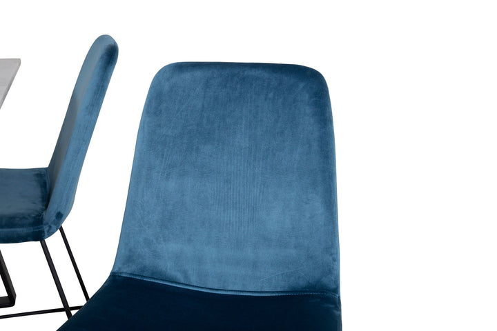 Venture Home Estelle Dining Table 140*90 - White / Black+Muce Dining Chair - Black Legs - Blue Velvet_4