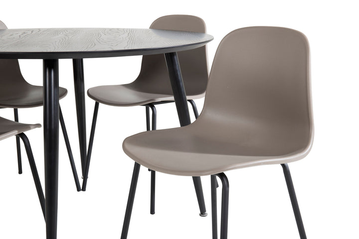Venture Home Dipp Dining Table - 115cm - Black Veneer / All black legs +Arctic Dining Chair - Black Legs - Khaki Plastic_4