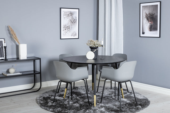 Venture Home Dipp Dining Table - 115cm - Black / Black Brass+Comfort Plastic Dining Chair - Black Legs - Grey Plastic_4