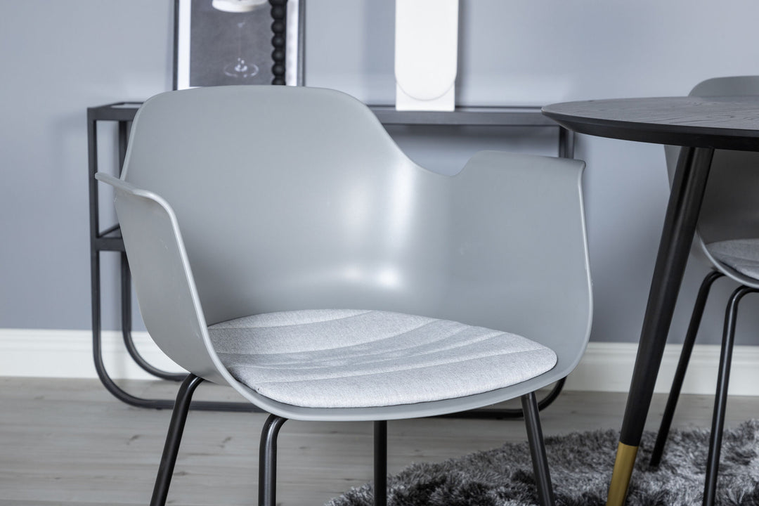 Venture Home Dipp Dining Table - 115cm - Black / Black Brass+Comfort Plastic Dining Chair - Black Legs - Grey Plastic_4