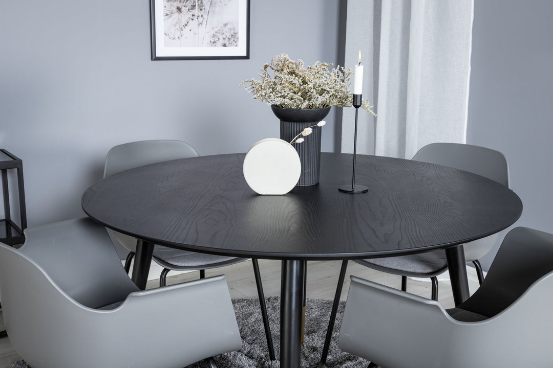 Venture Home Dipp Dining Table - 115cm - Black / Black Brass+Comfort Plastic Dining Chair - Black Legs - Grey Plastic_4