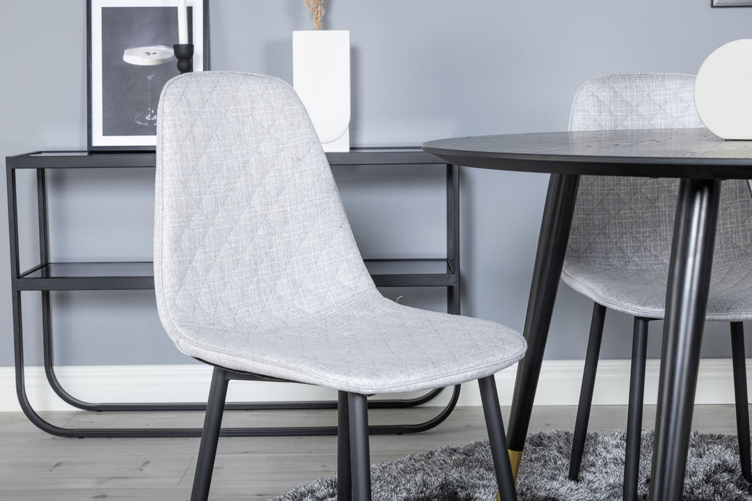 Venture Home Dipp Dining Table - 115cm - Black / Black Brass+Polar Diamond Dining Chair - Black Legs - Grey Fabric_4