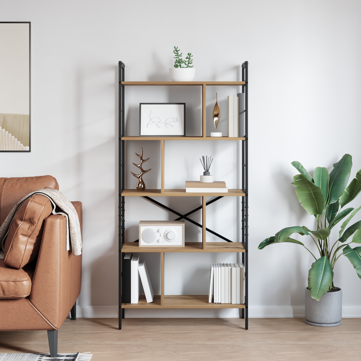 Bogreol Artisan Egetræ 75 x 30 x 156 cm Konstrueret træ
